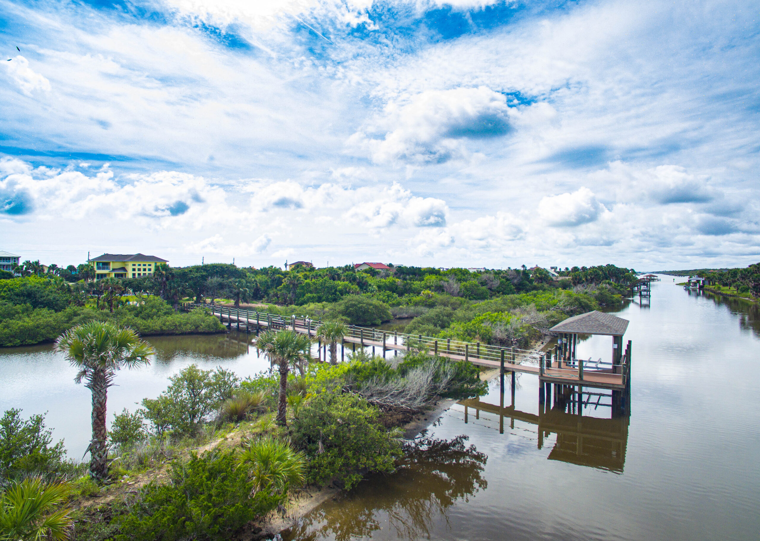 Ariel View of Dunes2Dock from the back Dock Side