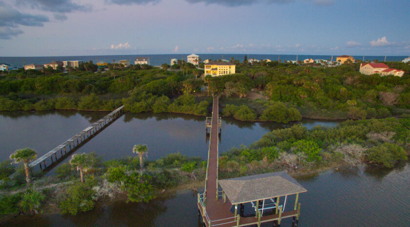 Dock on the river all the way to the ocean